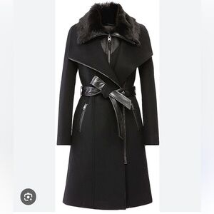 Mackage NORI 2-in-1 double face wool coat with shearling collar